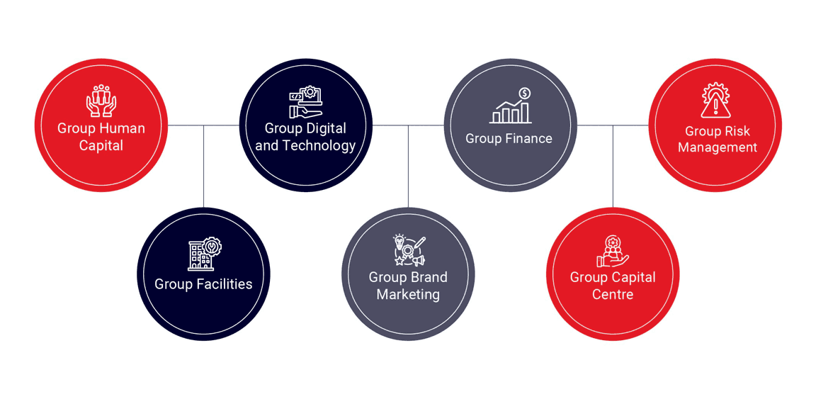Infographic depicting Momentum Group’s shared business capabilities.
