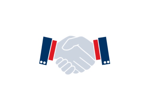 Illustrated icon of hands shaking, representing accountability.