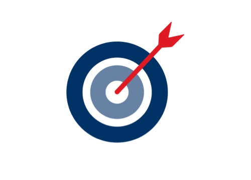 Illustrated icon of target with arrow in the centre representing excellence.