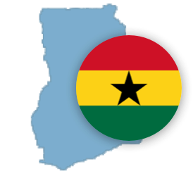 Ghana map and flag.