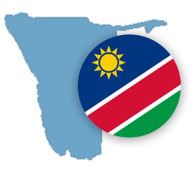 Namibia map and flag.